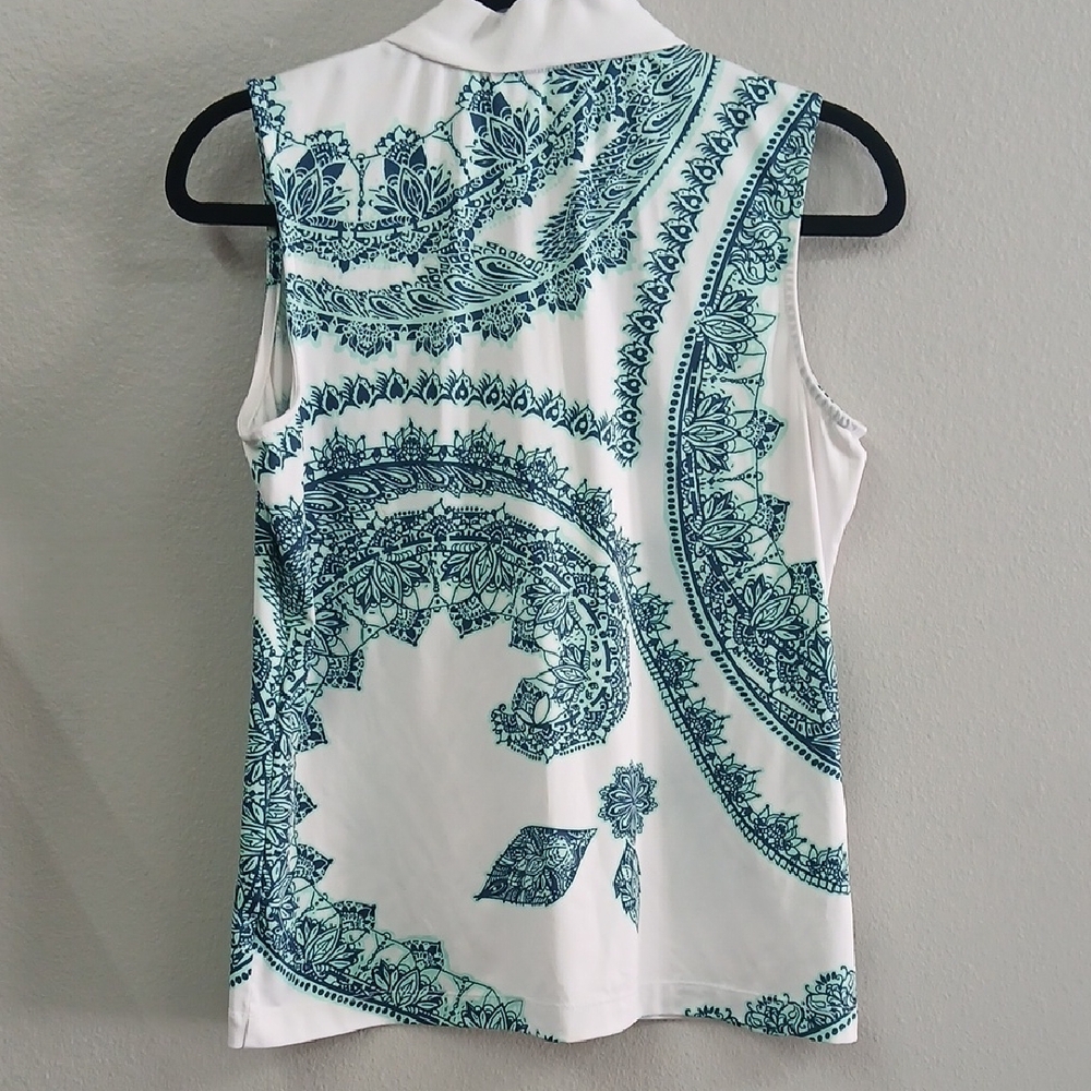 Tail Women's Sleeveless Polo Top - White and Blue - Picture 6 of 6